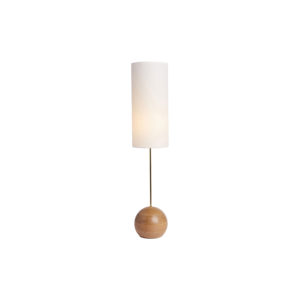 Natural Wood with White Lamp Shade