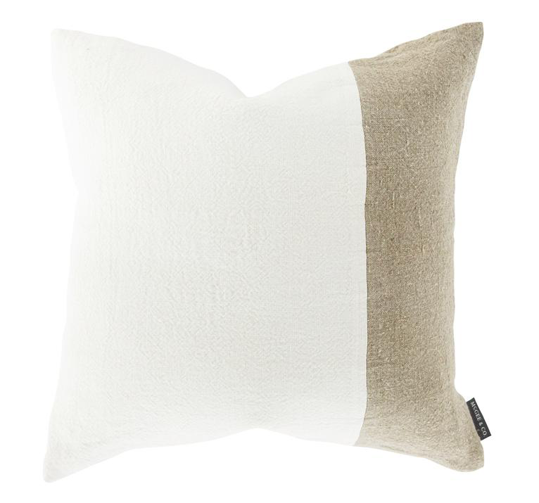 Color Blocked (White, Beige) Neutral Throw Pillow